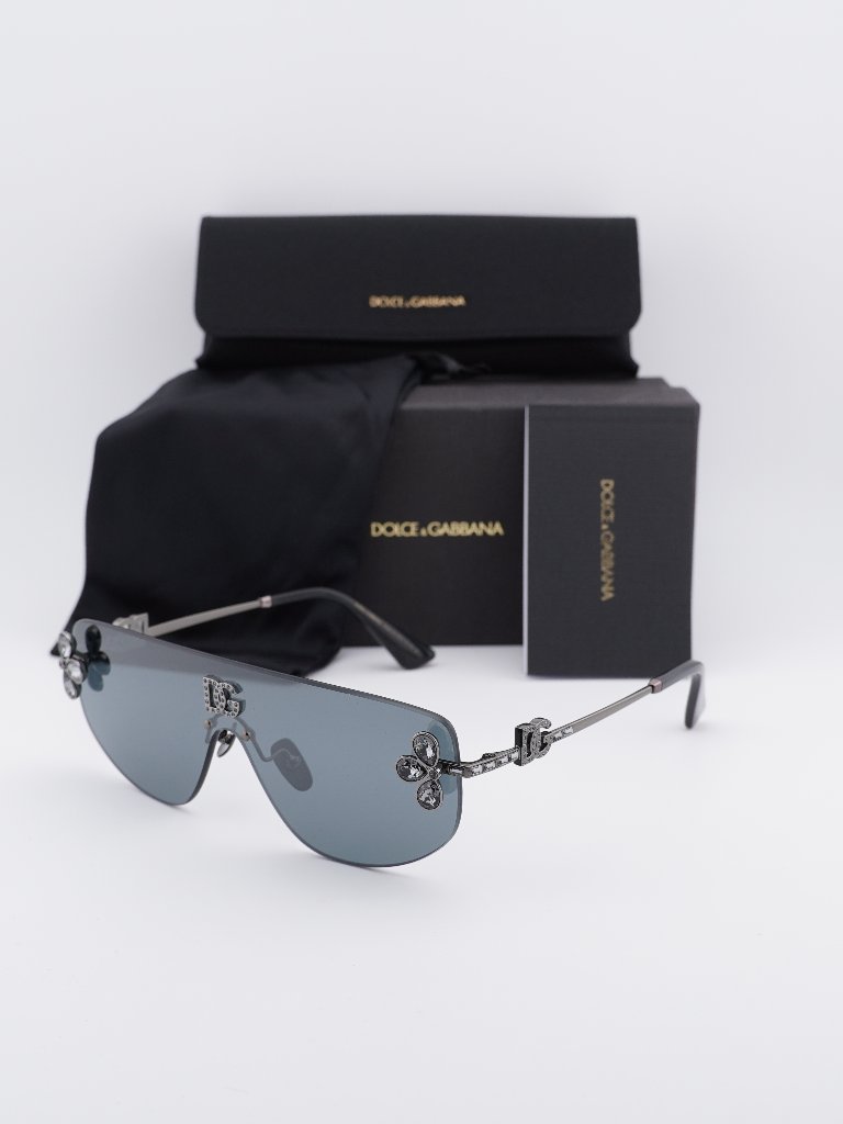 Dolce & Gabbana Dg2333b 12866g Shield Sunglasses - Gunmetal / Grey